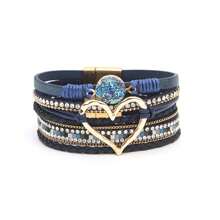 Pulsera envolvente estilo bohemio con dije en forma de corazón y cierre magnético, apta para uso diario - sin material de mosaico - regalo perfecto para Pascua, San Valentín, mamá, madre, Día de la Madre