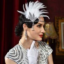 D EXCEED 1/3PCS音乐节女装1920年代下午茶派对舞会情人节母亲节新娘合金人造羽毛发夹头饰 - 多色 - 查看 5