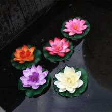 6/12/25/50 Pcs Artificial Floating Foam Lotus Flowers Simulation Water Lily Pond Plant Fake Ornament For Wedding Pond Garden Fake Plants Decor, Valentine Day, Gift