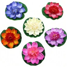 6/12/25/50 Pcs Artificial Floating Foam Lotus Flowers Simulation Water Lily Pond Plant Fake Ornament For Wedding Pond Garden Fake Plants Decor, Valentine Day, Gift