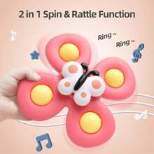 3pcs Baby 1-2 Years Old Sucker Rotary Toy Busy Worm Spinner To Calm Restless Emotions Featuring Colorful Sensory Toys Suitable For Highchairs/Tables/Windows/Travel