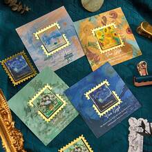 4入組復古金屬書籤,方形波浪邊框形狀,感謝寫作者老師朋友讀書愛好者讀者生日文具用品 - 藍色 - 查看 6