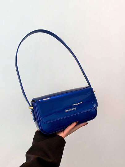 Clean Color Minimalistic Elegant New Style Patent Leather Small Square Bag For School, Work, Casual, Travel, And Outdoor Activities