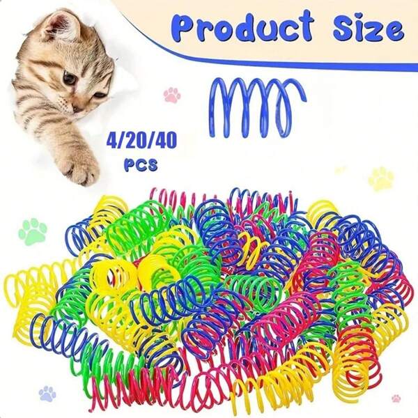 4 Pièces/20 Pièces/40 Pièces Jouet De Printemps Pour Chat, Jouets En Spirale Pour Chat Interactifs Pour Chats Multicolores En Plastique, Bobines De Ressorts Pour Chaton Chassant, Frappant, Mordant En Intérieur