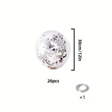 21pcs Silver Confetti Latex Balloons, Perfect For Themed Parties, Weddings, Reception Decorations - Silver - View 2