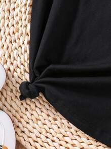 少女聖母瑪利亞印花短袖T恤 - 黑色 - 查看 4