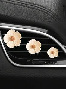 3 Stücke Cute Daisy Geformte Auto Klimaanlage Clip Aromatherapie Lufterfrischer Mit Blumenduft, Auto Aromatherapie Zubehör