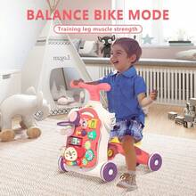 Andador y centro de actividades 3 en 1 para bebés, niños pequeños, aprender a caminar, sentarse y pararse, juguetes de empuje de aprendizaje temprano para bebés de 6 a 12 meses - Rosa - Ver 6
