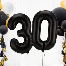40 inch zwarte Jumbo digitale folieballon voor verjaardags- en feestdecoratie, verjaardagsbenodigdheden (cijfers 0-9), Kerstmis