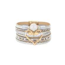 Pulsera envolvente estilo bohemio con dije en forma de corazón y cierre magnético, apta para uso diario - sin material de mosaico - regalo perfecto para Pascua, San Valentín, mamá, madre, Día de la Madre