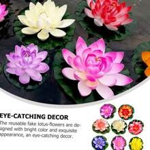 6/12/25/50 Pcs Artificial Floating Foam Lotus Flowers Simulation Water Lily Pond Plant Fake Ornament For Wedding Pond Garden Fake Plants Decor, Valentine Day, Gift