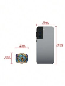 便攜式 2 隔間藥丸收納盒和珠寶收納盒,帶內置鏡子。隨時隨地保持井井有條,提升您的美麗。裝飾藥物和維生素管理器。完美的禮物創意 - 銀色 - 查看 4