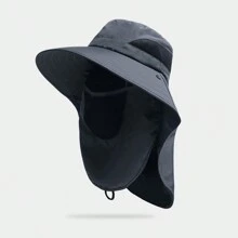 1頂男士戶外防曬寬邊帽,適用於遠足、攀登、釣魚和防uv,是夏季面部防護的完美選擇 - 純色登山帽 - 查看 12