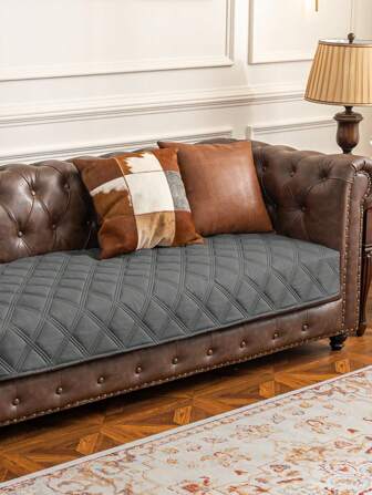 1pc Solid Pattern Sofa Cover, Simple Style Polyester Fiber Double-Sided Waterproof Blanket Suitable For Living Room Sofa, Study, Home Use, Picnic Mat