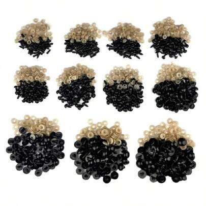 100 peças/pacote Olhos Plásticos Pretos de 5mm a 18mm para Amigurumi com Arruelas, Suprimentos DIY de Crochê, Artesanato, Confecção de Ursos de Pelúcia, Acessórios Decorativos
