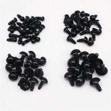 5mm-18mm Black Plastic Safety Eyes Animal Eyes For Amigurumi With Washers Diy Crochet Crafts TeddyBear Making Supplies Decoration Accessories 100pcs/Bag