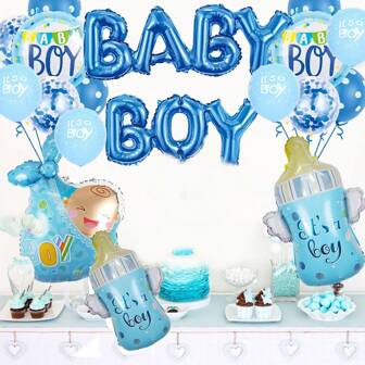 21pcs Baby Shower Decorations For Boy Baby Shower Balloon, Baby Boy Balloon Decorations It's A Boy Balloon, Boy Baby Shower Party Decoration