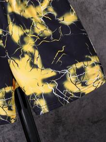 2 件套 Tween Boys 休闲渐变色闪电图案 T 恤和短裤套装，春夏 - 黃色 - 查看 6