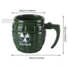 1 Pieza Taza De Café Creativa De Cerámica En Forma De Granada De Mano, Verde, Taza De Café Única - Verde militar - Ver 2