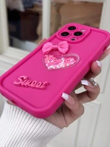 Pink Bow Element Fashion Phone Cases Pink Bow Element Fashion Pink 1pc New Handmade Heart Star Bow Glitter Phone Case Compatible With Apple Galaxy Birthday Gift Spring - Hot Pink - View 5