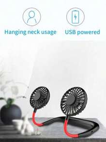 Wearable Mini Sports Fan With Adjustable Ear Strap And Neck Fan Function - Black - View 4