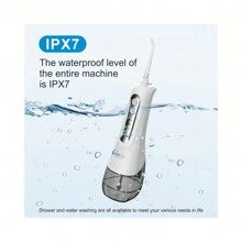 Water Flosser L9 Cordless 300ml Tank DIY Water Pick Rechargeable Oral Irrigator 4 Mode 360 Degree Rotating Nozzle 2000mAh Battery IP7 Waterproof White/Black - 黑色 - 查看 4