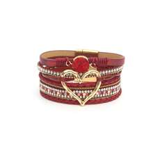 Pulsera envolvente estilo bohemio con dije en forma de corazón y cierre magnético, apta para uso diario - sin material de mosaico - regalo perfecto para Pascua, San Valentín, mamá, madre, Día de la Madre