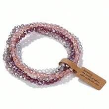 VKHK Conjunto De 4 Pulseiras Elásticas Com Pérolas De Cristal Facetadas Coloridas De 3x4mm Para Presente De Aniversário De Casal Para Homens E Mulheres