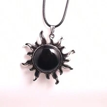 1 Pièce Collier Pendentif En Cristal Naturel En Forme De Soleil Pour Femmes Et Hommes, Pierre D'anniversaire Avec Cordon, Cadeau Spirituel Pour Noël Et Anniversaire, Carte Incluse