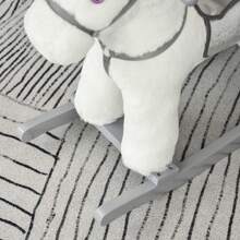 HOMCOM Cavallo a Dondolo in Peluche e Legno con Suoni e Orsetto Incluso, per Bimbi da 18-36 Mesi, 65x26x55cm - Bianco - Visualizzare 10