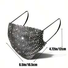 1 Pieza Máscara De Diamantes De Imitación Exquisita Joyería Chispeante Accesorios De La Discoteca Para Chicas Y Mujeres - Negro - Ver 2