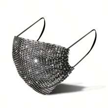 1 Pieza Máscara De Diamantes De Imitación Exquisita Joyería Chispeante Accesorios De La Discoteca Para Chicas Y Mujeres - Negro - Ver 4