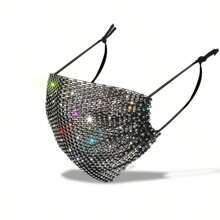 1 Pieza Máscara De Diamantes De Imitación Exquisita Joyería Chispeante Accesorios De La Discoteca Para Chicas Y Mujeres - Negro - Ver 6