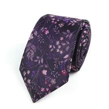 1 条男士 7 厘米涤纶时尚领带，带有大朵小花图案，适合婚礼、派对、约会休闲 - 彩色 - 查看 9