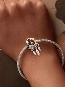 1件个性化照片手链吊坠，送给女性、母亲的礼物，照片项链吊坠，照片脚链吊坠，心形/圆形/方形珠子，送给女儿、女友、妻子、闺蜜的礼物 - 銀色 - 查看 2