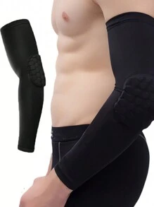 1件装男女通用春夏户外运动护肘，弹性篮球/排球/足球/骑行护臂，防滑蜂窝肘部支撑垫，尺码S/M/L/XL - 黑色 - 查看 10