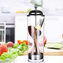 Straw Holder Dispenser For Counter,Drinking Straw Organizer Container With Stainless Steel Lid Transparent Drinking Straw Holder(Without Straw) - Clear - View 3