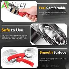 4/6環鋸齒梳：用於牛、羊和馬,以及馬和狗的刷毛和軟刷 - 紅色 - 查看 5