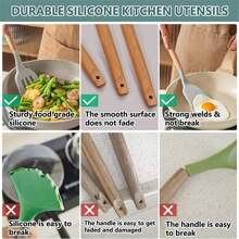 Juego de utensilios de cocina de silicona de 12 piezas, utensilios de cocina antiadherentes resistentes al calor, herramientas de cocina, juego de utensilios de cocina para mezclar - Azul - Ver 5