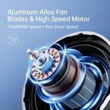 JISULIFE Portable Handheld Turbo Fan, 100 Speeds Adjustable Mini Personal Fan, 9000mAh USB Rechargeable Fan Battery Operated, LED Display, Metal Shell With Accessories Gifts For Men Women Travel - 深灰色 - 查看 2
