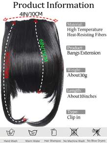 Kẹp Tóc mái Nối tóc 10 Inch Đen Tóc Tiếng Pháp Tóc mái Fake Tóc mái Kẹp tóc Tóc mái Đối với phụ nữ Sọc Với Miếng tóc giả Cong Tóc mái Đối với Mặc hàng ngày - màu đen - Xem 7