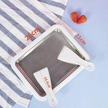 Seamless Rolled Ice Cream Maker Pan Machine Frozen Yogurt Sorbet With 2 Spatulas - White - View 8