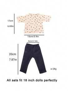 1 Set Doll Clothes For 18-Inch American Doll, Doll Casual Outfit, Doll T-Shirt And Pants Set, Fashionable Long-Sleeved Dress, Birthday/Toy/Festival Gift For Boys And Girls. Suitable For 18-Inch Dolls And Other Doll Accessories.,Big Dolls,18 Doll Clothes,Doll Clothes 12 Inch