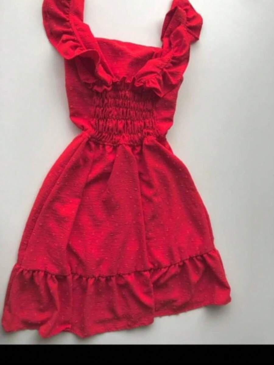 Vestido curto pipoca - Vermelho - Visão 1