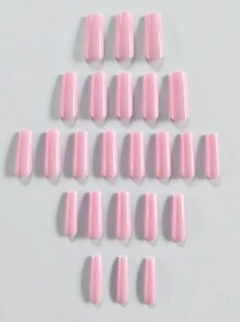24款法式纯粉色美甲、吸血鬼美甲、矩形美甲和压制美甲，适合学生、上班族女性日常佩戴，也适合参加派对和舞会。美甲用品 - 粉色 - 查看 3