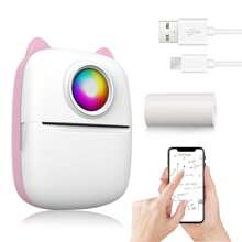 Mini Portable Printer With 1 Roll Of Printing Paper, Inkless Sticker Printer,Mini Thermal Printer For Notes/Photos/Stickers/Labels/Receipts, Pocket Printer Compatible With IPhone, Android