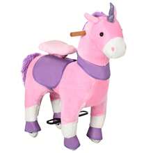 Cavallo a Dondolo con Ruote a Forma di Unicorno, Gioco Cavalcabile per Bambini da 3-6 Anni, 70x32x87cm, Rosa - Rosa - Visualizzare 2