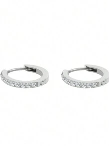 1 đôi Bông tai dát bằng thép không gỉ & đá Cubic Zirconia thời trang, Bộ sưu tập đá Giáng sinh cho món quà Ngày của Mẹ - Bạc - Xem 14