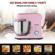 CHEFTRONIC Uk Stecker 1 Stück Standmixer, 5l Kippbarer Elektrischer Haushaltsstandmixer - 1300w 6+p Geschwindigkeit, Multifunktionaler Küchen Aufstandsmixer Mit Teighaken, Schneebesen, Lebensmittelrührer Und Butterrührer