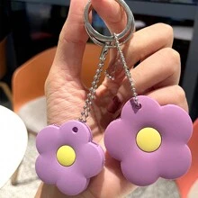 Cute 1pc Flower Keychain Key Cover, Multicolor Flower Design Pvc Rubber Keychain Cover, Universal For Car Key/Door Key, Creative Gift For Men And Women Car Accessories Bag Charm School Goth Y2k Bag Accessories Lanyards With Id Holder Car Accessories Bag Charms Christmas